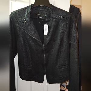 Coated Ponte moto jacket - cool snake skin like pattern- Lane Bryant Size 1 - 1X